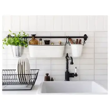 Small kitchen ideas: tension rod above sink - Engineer Your Space